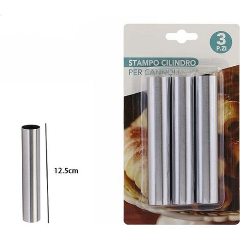 TrAdE Shop Traesio - Set 3pz Stampi Stampo Cilindrico Per Cannoli 12.5cm Pasticceria Dolce Casa 74147 -