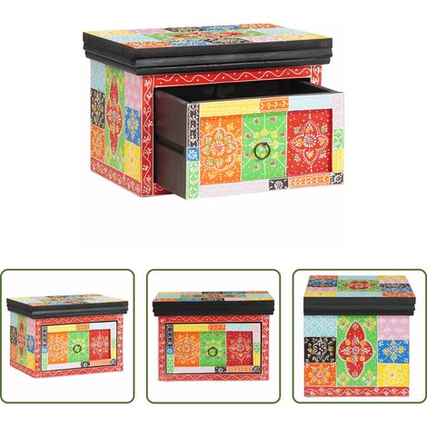 vidaXL Table de chevet design - Cabinet de chevet avec tiroir 2 pcs Multicolore 40 x 30 x 28 cm (1/5)