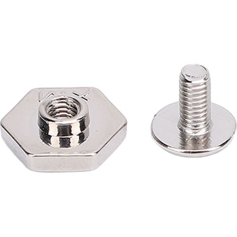 50 jeux de rivets et clous de 10 mm, rivets hexagonaux à tête ronde fendue, kit de vis à tête fendue pour la maroquinerie, la confection de vêtements et la décoration, couleur argent. (1/5)