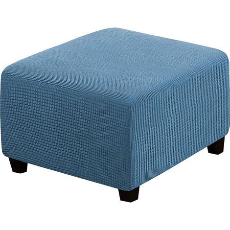 GENERIC- Housses Extensibles, Housses De Protection Carrées En Tissu Élasthanne Pour Tabouret De Rangement, Repose-Pieds, Avec Élastique En Bas, Pour Meubles (Bleu Poussière) (1/5)