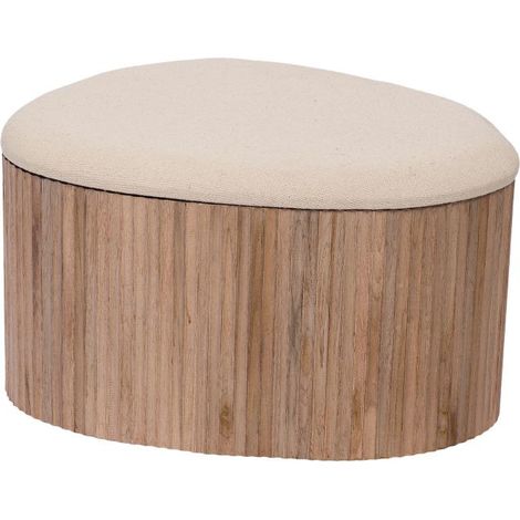 Amadeus - Tabouret en teck naturel et tissu camel L50 cm (1/3)