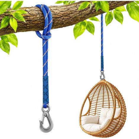 Corde Fixation Balançoire 60 cm Bleue Mousqueton INOX Jusqu’à 200 kg (1/5)