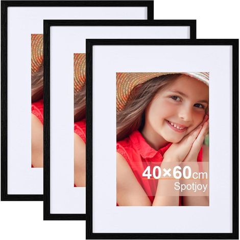 Bilderrahmen Holzrahmen MDF Passepartouts 3er Set 40x60cm 3x Schwarz (1/5)