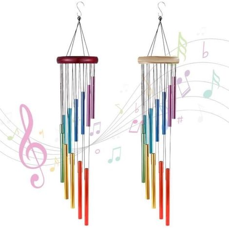 Carillon à Vent - Non spécifié - 2 Pièces - 12 Tubes en Aluminium - Imperméable - Décoratif pour Jardin (1/4)