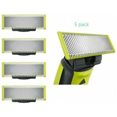 Applicable à Philips OneBlade - Lames de rechange, pour rasoir/tondeuse électrique OneBlade, acier inoxydable robuste, taille, stylisation et rasage, lot de 5