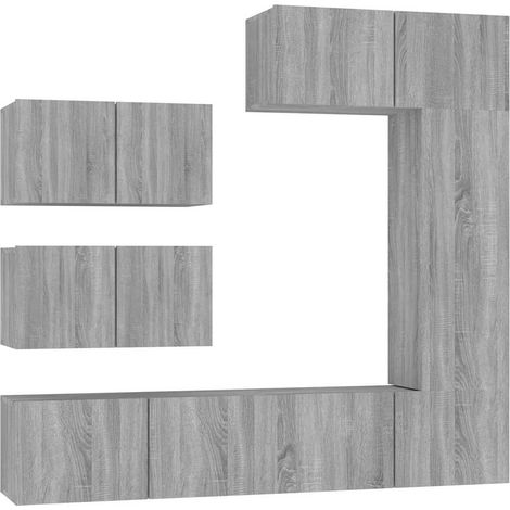 Maison Exclusive - Set di Mobili Porta TV 6 pz Grigio Sonoma in Legno Multistrato (1/5)