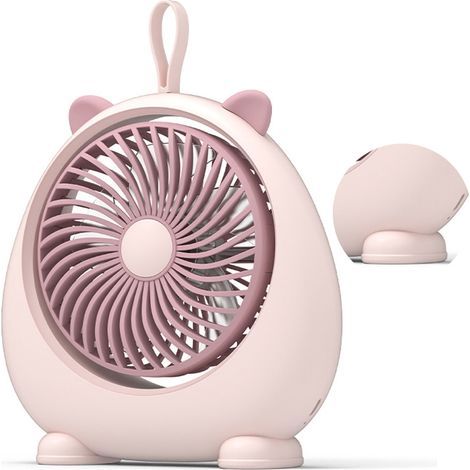Tragbarer Tischventilator in Katzenohrform für Studenten, zwei einstellbare Geschwindigkeitsstufen, hoher Luftdurchsatz, leise, ideal für den Außeneinsatz. (1/5)