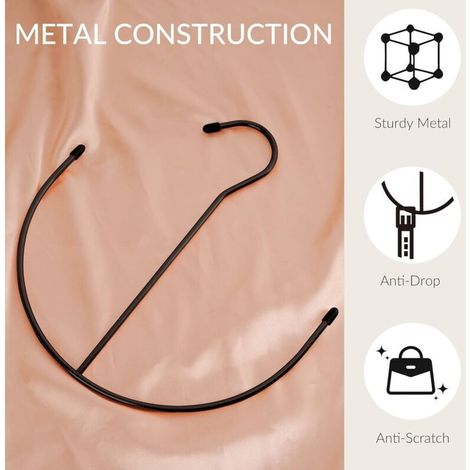 Silver metal belt hangers – Set of 2 multifunctional holders for belts, ties and scarves – Sheathed and sturdy design