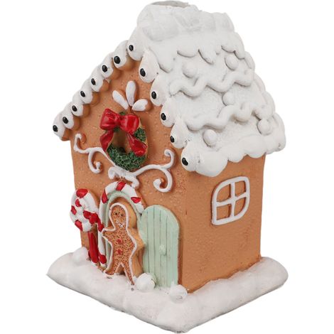 Elegantes, klassisches Lebkuchen-Weihnachtshaus aus Kunstharz, weihnachtliche Tischdekoration, Geschenkidee (1/5)
