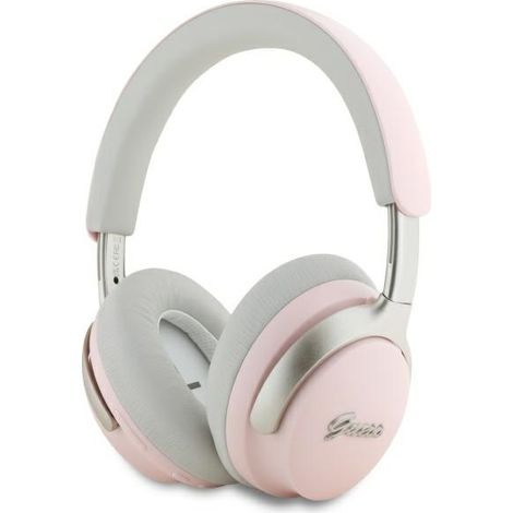 Auriculares supraaurales Bluetooth Guess ANC/ENC con logotipo metálico en color rosa (1/4)
