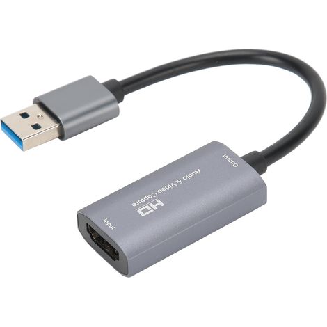 Carte de capture HDMI vers USB 2.0 4K 1080P haute définition pour enregistrement audio vidéo gris (1/5)