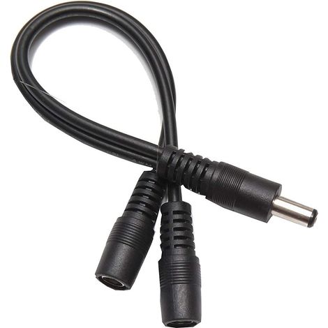 Cable Divisor Corriente CC para CCTV 5.5x2.1mm macho 0.30 M Negro (1/3)