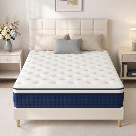 Matelas ressorts ensachés 160x200 cm – Épaisseur 25 cm – 7 zones différenciées – Certifié Oeko-Tex – respirant et antibactérien