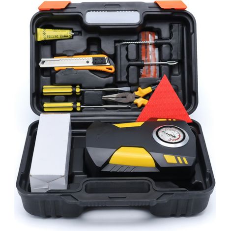 Inflador de neumático 12 V para coche - analógico, herramientas y caja (1/5)