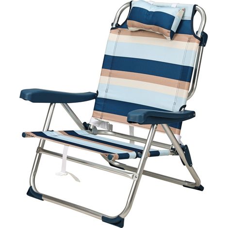 Sedia da mare, in alluminio, pieghevole, facile da traspotare, da 64 x 63 x 28 cm (1/5)