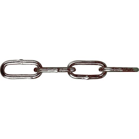 Chaîne droite maillons longs acier poli, diamètre fil 8 mm, rouleau de 25 m - LEVAC