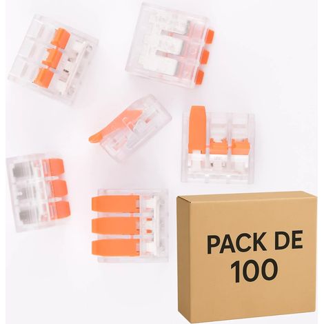 100 Bornes de Raccordement à Levier, 3 contacts, 40A, 6 mm² - LT-613 (1/5)