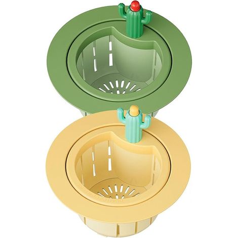 Colador de fregadero Cactus de 2 piezas, colador de desagüe para fregadero de cocina Cactus con espaciador ampliado, cesta de desagüe a presión automática