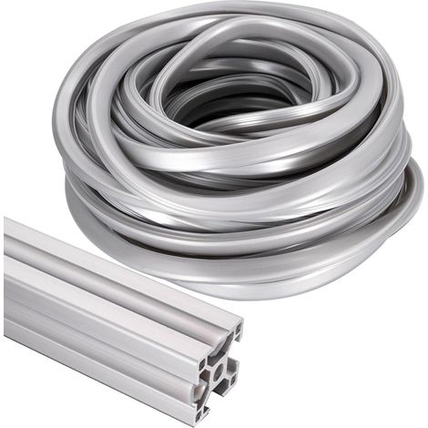 Profilé d'étanchéité en aluminium de 13 m - 30 x 30 - 40 x 40 mm - Rainure 8 - Accessoires pour profilé en aluminium - Protection contre la poussière en PVC - Argenté (1/5)