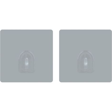 Lot de 2 crochets adhésifs muraux repositionnables Gris clair MSV