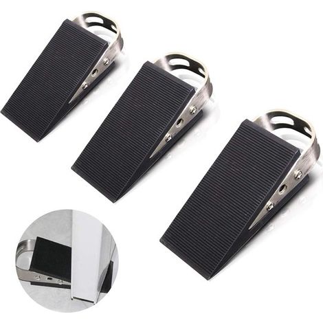 Butées de porte pour l'intérieur - cale en caoutchouc - inox - tampon de porte - stop de porte - butée de fenêtre - adhérence - lot de 3 (1/5)