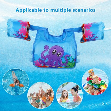 Gilet de sauvetage enfant avec motif dessin animé, flotteur avec harnais d'épaule et de bras pour bébé et enfant, idéal pour la mer, la plage et la piscine. (1/5)
