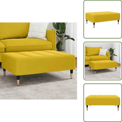 The Living Store Fußhocker Gelb 77x55x31 cm Samt - Samtsessel - Hocker Gelb - Beistelltisch - Couchtisch - Fusshoeher (1/5)