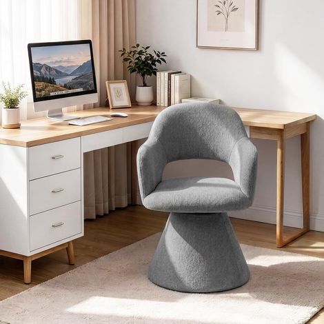 WOLTU 1 taburete/sillón de bar giratorio 360° – Acolchado, lino gris (1/5)