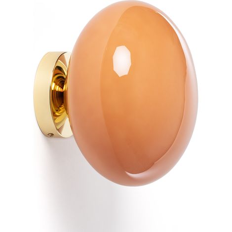Ledkia – Applique murale en verre orange saumon – Abat-jour circulaire opaque – Compatible avec ampoule E14 – Pour salon et entrée