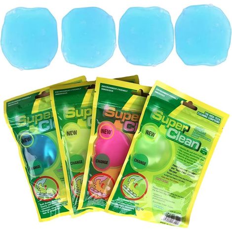 Lot de 4 Gel Nettoyant, Gel Réutilisable, Clavier, Intérieur Automobile, Poussière, Saleté