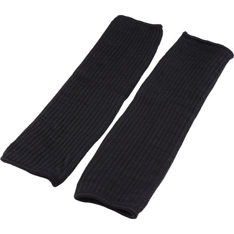 Ortviai Manchettes Anti-Coupure Niveau 5 en Fibre Aramide et Acier Inoxydable – Noires, 38 x 13 cm, 1 paire (1/4)