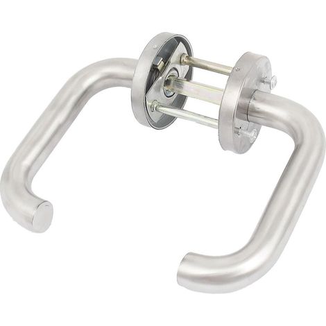 MINKUROW 1 Confezione di Pomelli per Maniglia per Porta in Acciaio Inossidabile Satinato, Accessori per Porta della Camera da Letto, Forma a C, con Piastra di Finitura con Foro per Chiave (Foro Standa (1/5)
