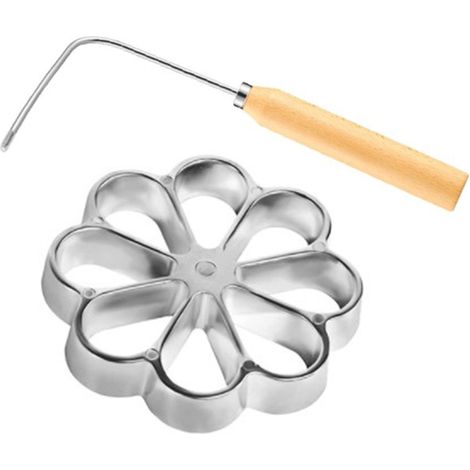 Moule à rosettes suédoises en alliage d'aluminium, moule à biscuits, moule à gaufres et à timbales, entonnoir à gâteaux, pour la cuisson des biscuits - AquaForge
