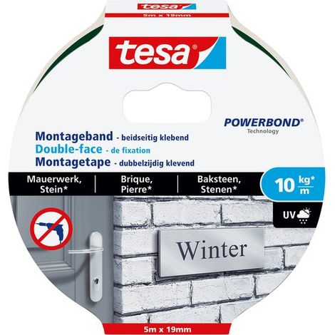 Tesa Powerbond Brick & Stone cinta de montaje negra 19 mm 5 m (1/5)