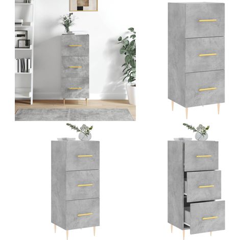 Buffet Gris béton 34,5x34x90 cm Bois d'ingénierie - Buffet - Meuble De Rangement - Commode - Mobilier Gris - Design Moderne - Home & Living (1/5)