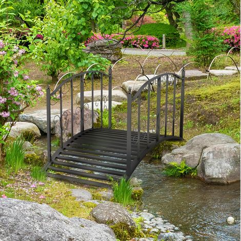 Ponte da giardino in acciaio 119 x 67 x 70 cm con parapetti, nero DESVIAE (1/5)