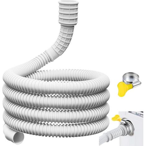 Tuyau De Vidange Flexible Pour Climatiseur Et Déshumidificateur -2m Avec Pince Adaptateur En Caoutchouc Découpable Blanc (1/5)
