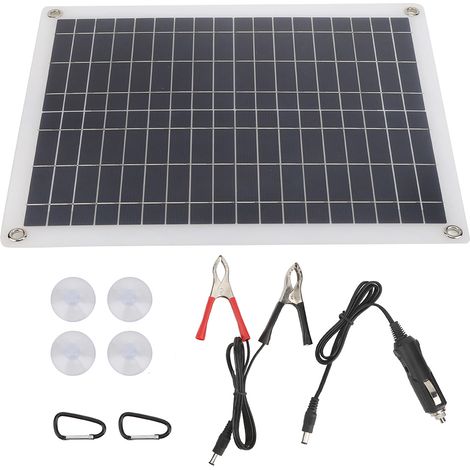 Panneau Solaire 20 W - Chargeur Batterie 18 V - Pour Voiture Bateau Extérieur - Chargeur Téléphone Mobile - 1 Pièce (1/5)