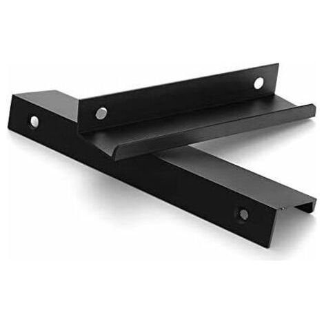 Lot de 2 poignées de meubles noires - Poignée invisible pour meubles de cuisine Profilé aluminium entraxe 120 mm avec vis