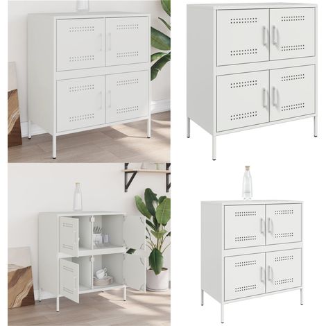 Sideboard Weiß 68x39x79 cm Stahl - Industrielles Sideboard - Weißer Sideboard - Sideboard Aus Stahl - Regal Mit Türen - Wohnraum Dekoration - Home & Living (1/5)