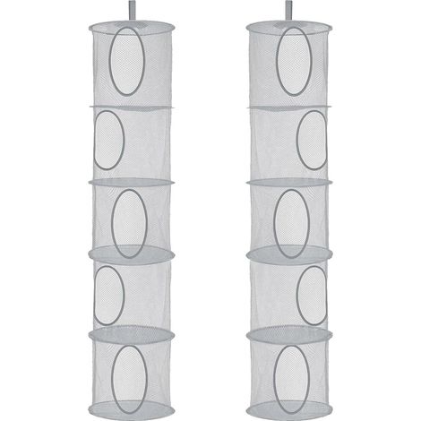 Ensemble de deux pièces pliable, 5 grille pendaison panier de rangement, peluche jouet, vêtements panier de rangement (gris) (1/5)