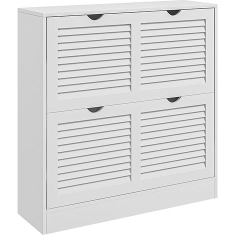 Étagère à chaussures en bois gaen de place pour 16 paires de chaussures avec 2 placards à portes abattantes, 81,5 x 25 x 83 cm, blanche