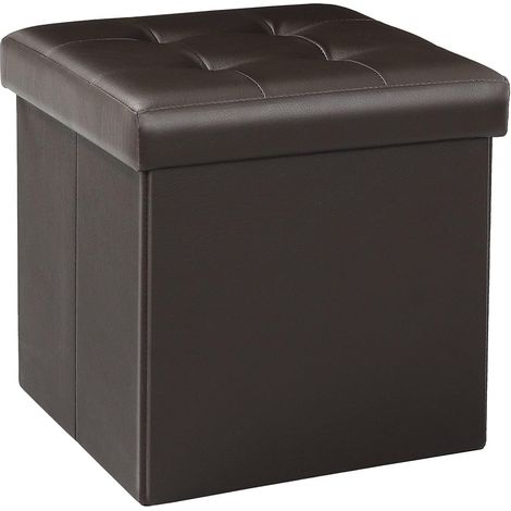 Pouf de Rangement Pliable Coffre Petit Meuble de Rangement Coffre à Jouets Enfant Repose Pied Charge Max de 150kg Marron 32 X 32 X 32cm (1/5)