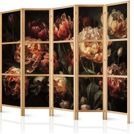 Dekorativer Paravent artgeist Blumenstrauß rot weiß 225x172 cm