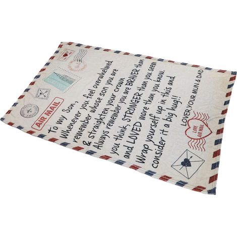 Couverture « À mon fils » double face, douce et agréable au toucher, pour garder au chaud, avec inscription, pour exprimer son amour, compatible avec la climatisation C20220119 1 150x220cm (1/5)