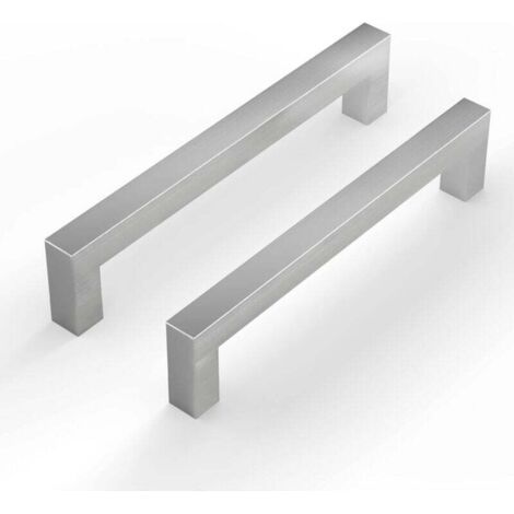 Lot de 2 poignées de placard de cuisine argentées, entraxe de 192 mm, en acier inoxydable (1/4)