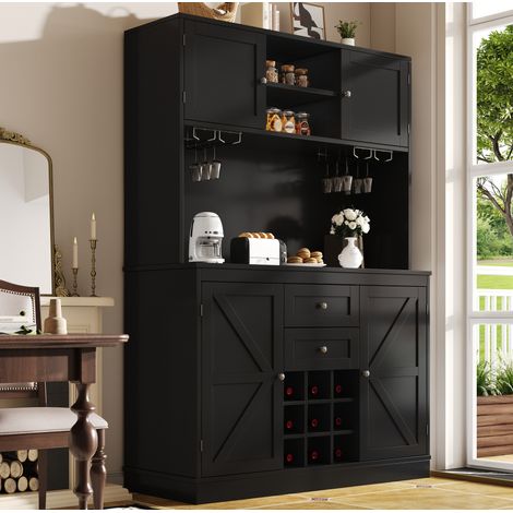 Armario cocina aparador con botellero MDF 120x40x188 cm OKMYHOME (1/5)