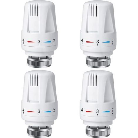 pair 4 PCS Tête Thermostatique Radiateur, Tête Thermostat Radiateur TRV M30 x 1,5, Vanne Thermostatique Radiateur, Vannes de Radiateur de Radiateur pour Système de Chauffage pour Maison et Bureau