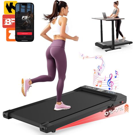 Tapis de Marche 3 en 1 Électrique 1-6 km/h avec Inclinaison Manuelle 12 %, Charge 120 kg, Écran LED et Télécommande, Walking Pad Ultra Fin 10 cm Gain de Place pour Bureau, Télétravail et Appartement (1/5)