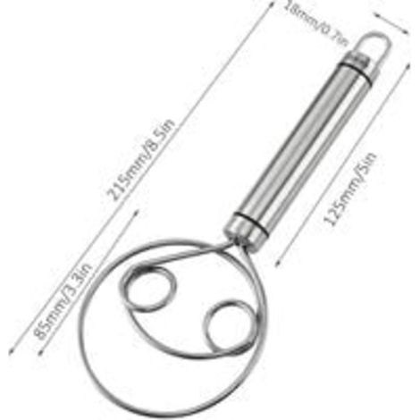 Batteur à pâte danois, en acier inoxydable 304, 21,5 cm (8,5 pouces), couleur argent, pour le pain, la pizza, les gâteaux et les pâtisseries.-AquaForge (1/5)